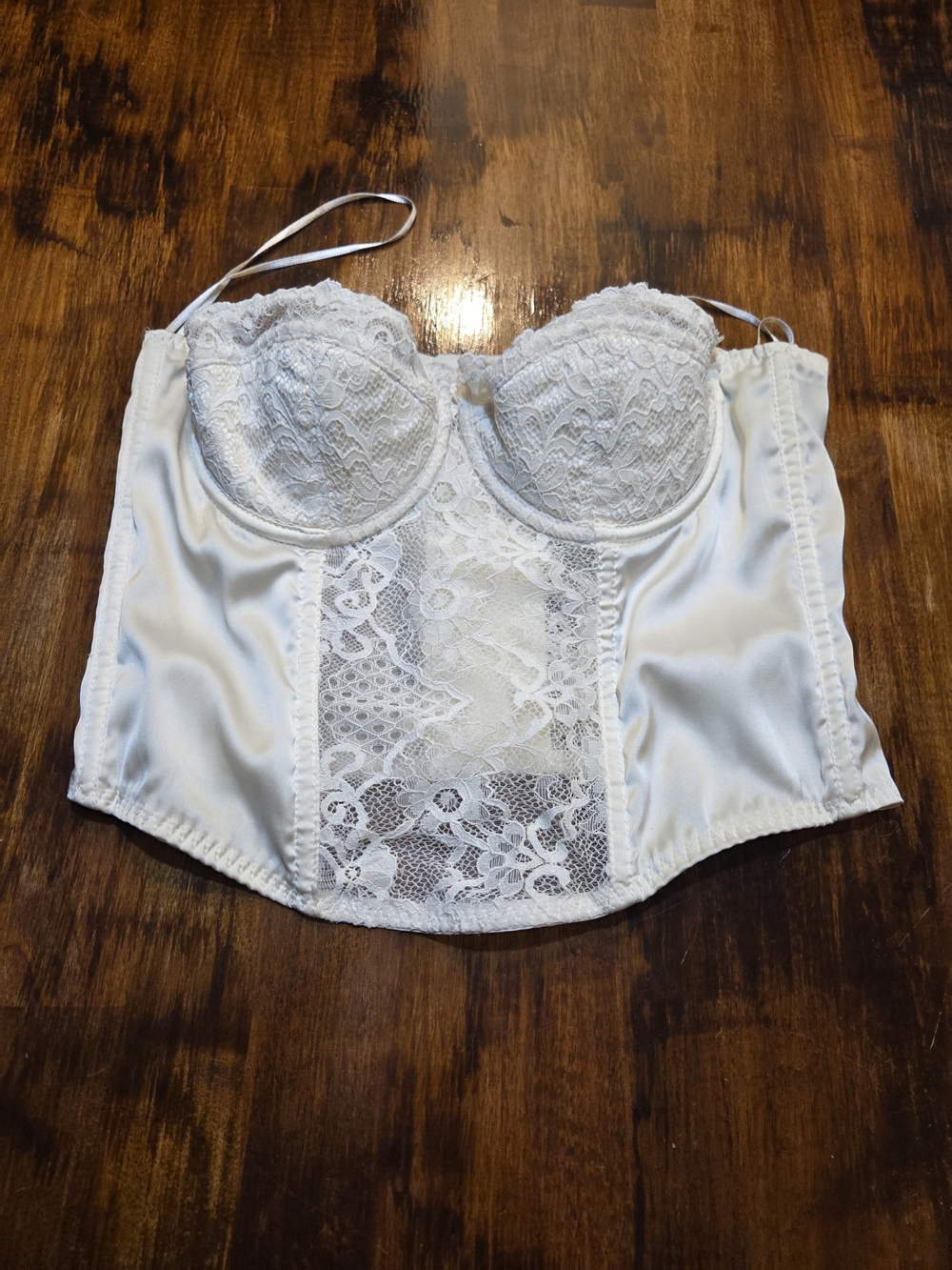 Sincerly Jules White Lace Bustier with Satin Panels